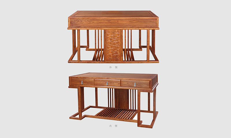 湘潭 别墅中式家居书房装修实木书桌效果图